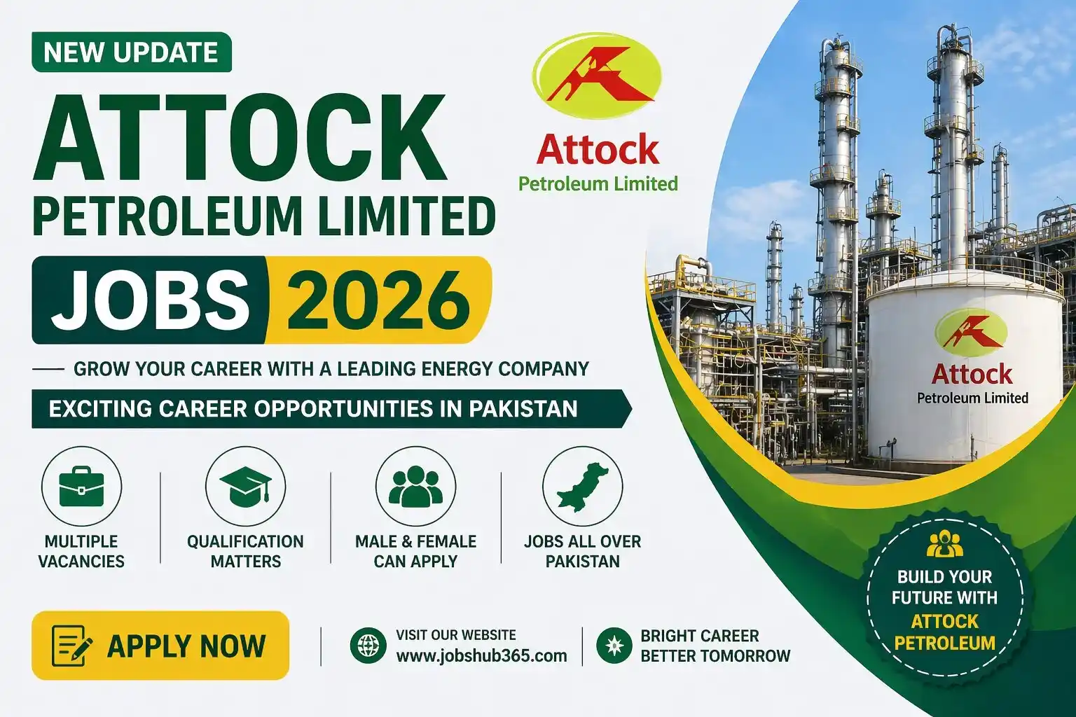 Attock Petroleum Limited Jobs 2026 announced – multiple career opportunities in Pakistan’s energy sector for qualified male and female candidates. Apply online now.