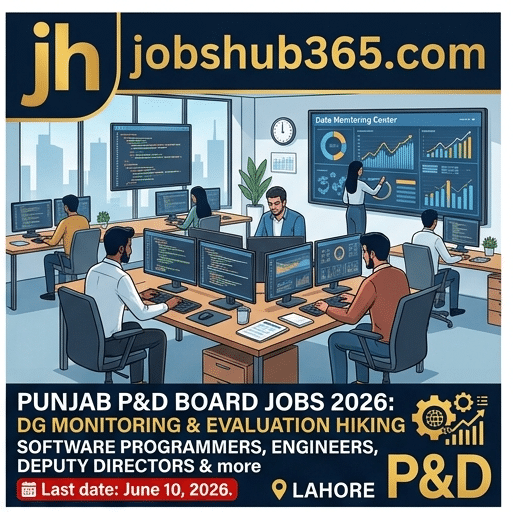 Punjab Planning and Development Board DG Monitoring and Evaluation jobs 2026 advertisement for software programmers and developers by JobsHub365.