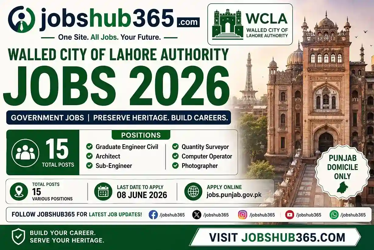 WCLA Jobs 2026 – Walled City of Lahore Authority Vacancy Announcement⏳ Last Date: 8 Jun 2026