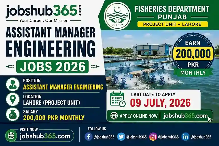Assistant Manager Engineering Jobs Fisheries Department Punjab 2026 – Lucrative Career⏳ Last Date: July 09, 2026