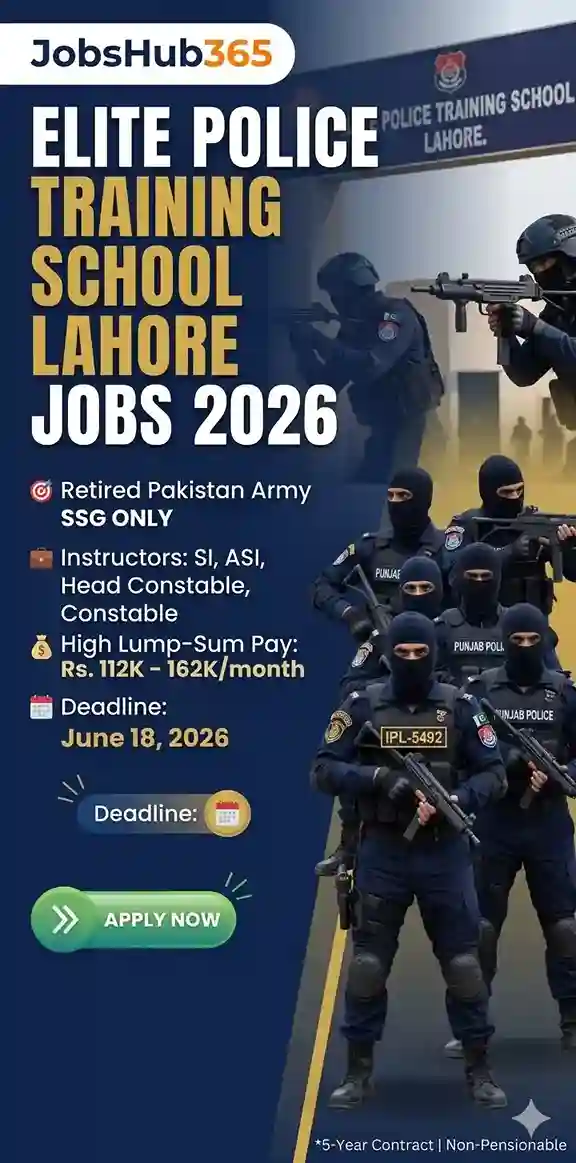 Elite Police Training School Lahore Jobs 2026 – Apply for SSG Instructors⏳ Last Date: N/A