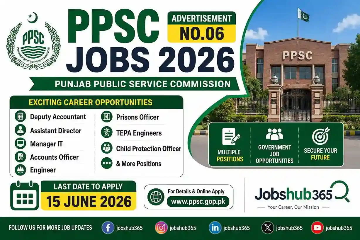 PPSC Jobs 2026 Advertisement No 06 – Lucrative Opportunity for Punjab, Multiple Punjab Government Departments⏳ Last Date: 15 June 2026