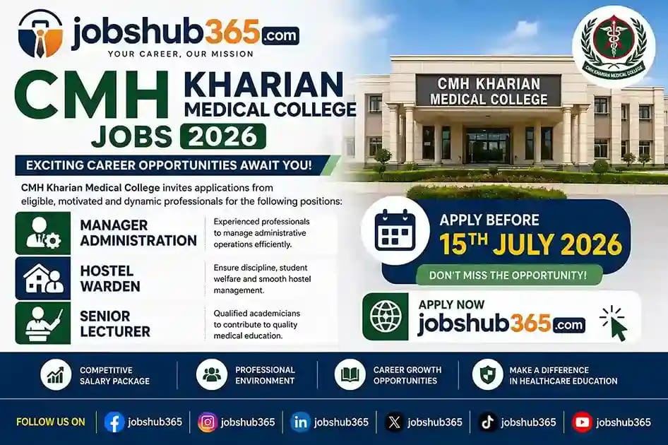 CMH Kharian Medical College Jobs 2026 – Exciting Careers⏳ Last Date: N/A