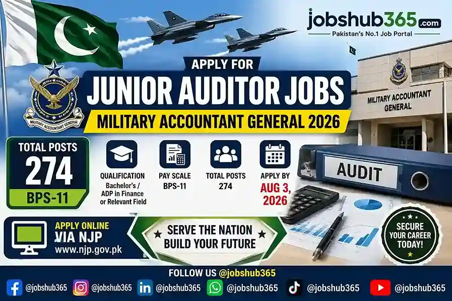 Junior Auditor Jobs 2026 – Military Accountant General, 274 Posts⏳ Last Date: Apply Within 15 Days